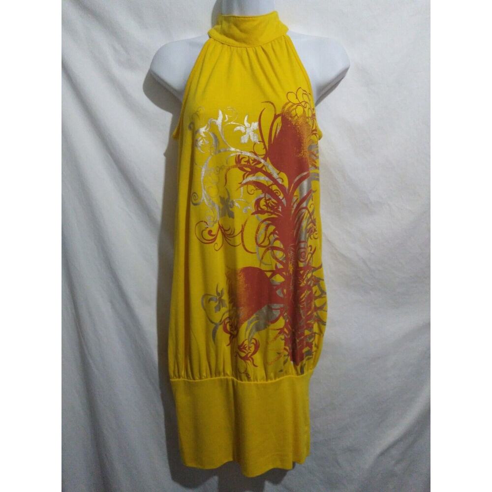 Chesley Size M Sleeveless Bright Yellow Graphic Print Dress